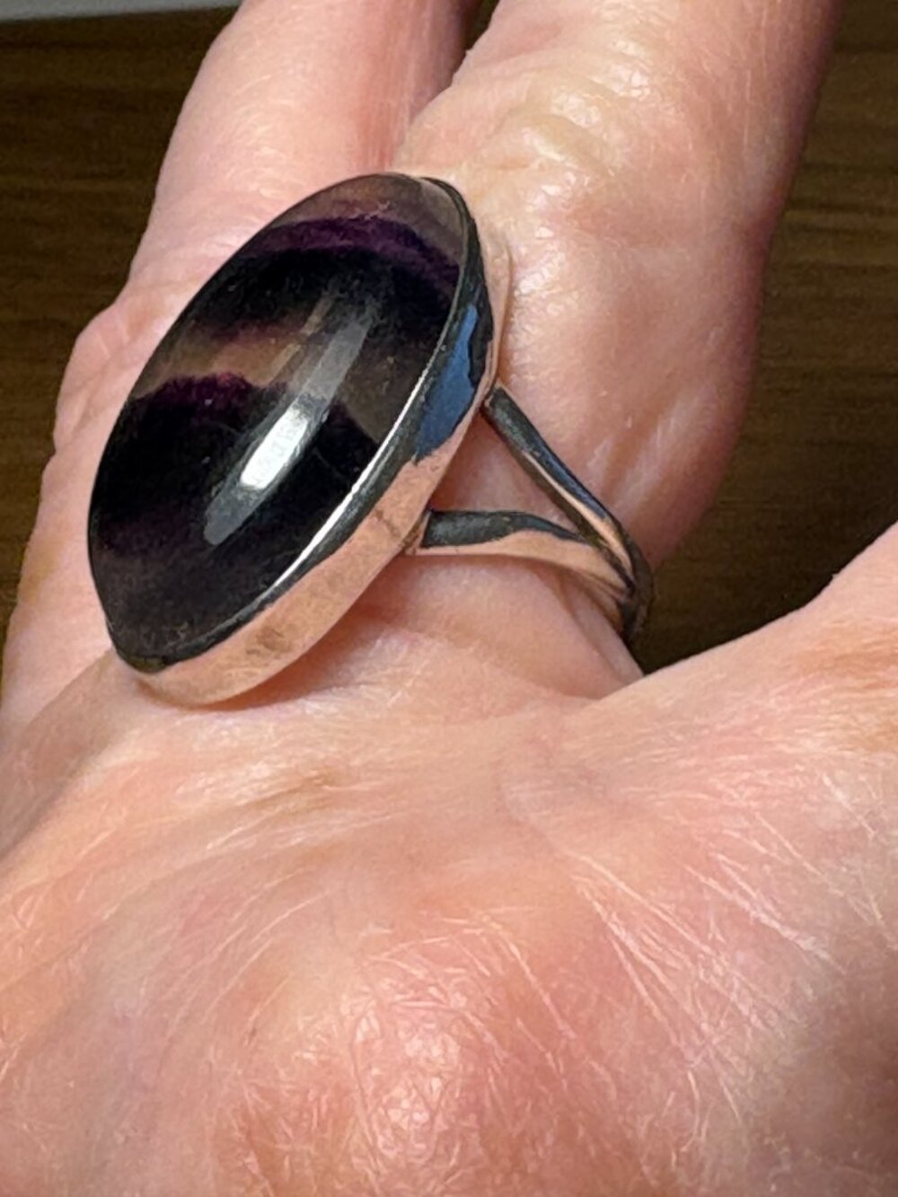 Handcrafted Solid Sterling Silver and Amethyst Quartz Ring Size 6.75 - Picture 3 of 8